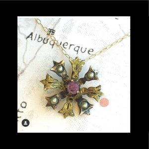 14k Victorian Amethyst & Seed pearl pendant